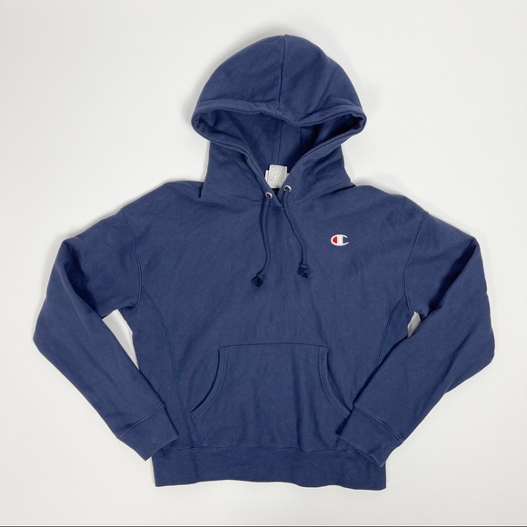 Champion Reverse Weave Navy Hoodie Medium - Picture 2 of 8